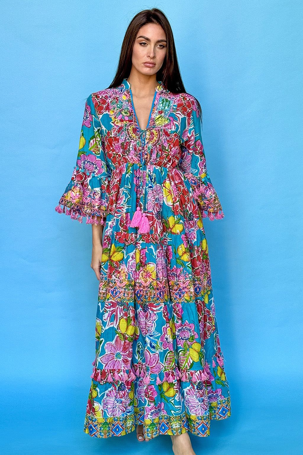 Long dress with V-neck Antica Sartoria Positano