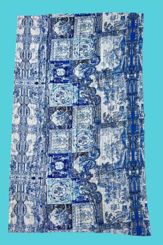 Antica Sartoria Positano By Giacomo Cinque Foulard LEONI AL SOLE Colore BLU Taglia ONE SIZE